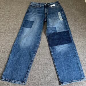 Old Navy High Rise OG Loose Jeans Patchwork Denim Women's Size 8 NWT Boho Casual